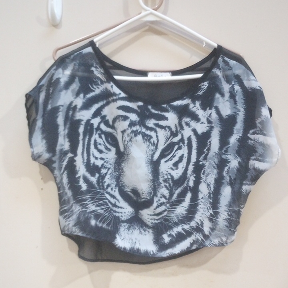 Women's Black Tiger Print Top